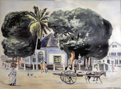 Dirt street in town of French Guiana 1940's by William Teason