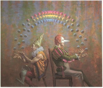 The Clowns, watercolor by William Teason